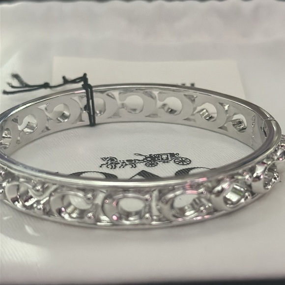 Coach signature silver hinged bangle - Picture 1 of 5
